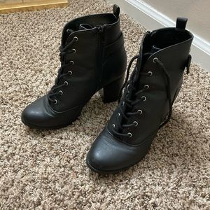 Black Lace Up Ankle Boots